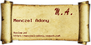 Menczel Adony névjegykártya